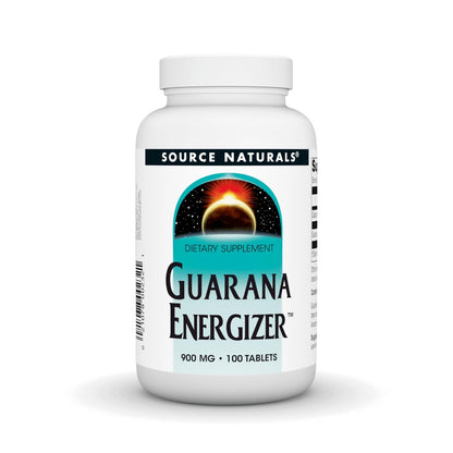 Source Naturals Guarana Energizer – 900 mg, 100 Tabletten – Pflanzlicher Energie-Booster mit Koffein