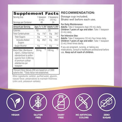 Nature’s Way Sambucus Zero Sugar Traditioneller Holundersirup – Hochkonzentrierter Holunderextrakt, zuckerfrei, Beerengeschmack, 240 ml