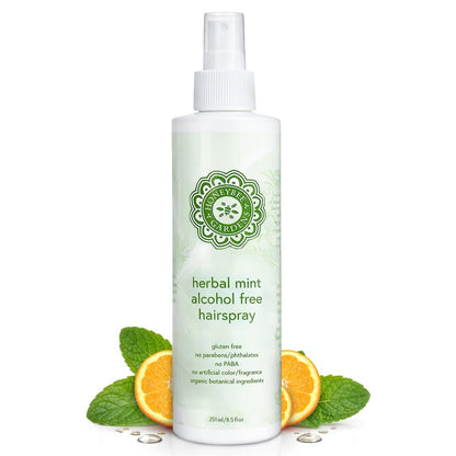 Honeybee Gardens Alkoholfreies Haarspray, Kräuter-Minze, Nicht-Aerosol Starker Halt, 250 ml