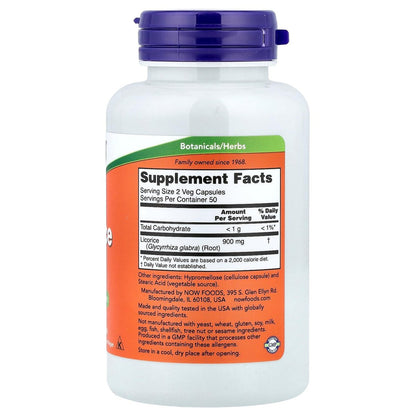 Now Foods Süßholzwurzel 450 mg, 100 Kapseln – Hochwertiges Kräuterergänzungsmittel