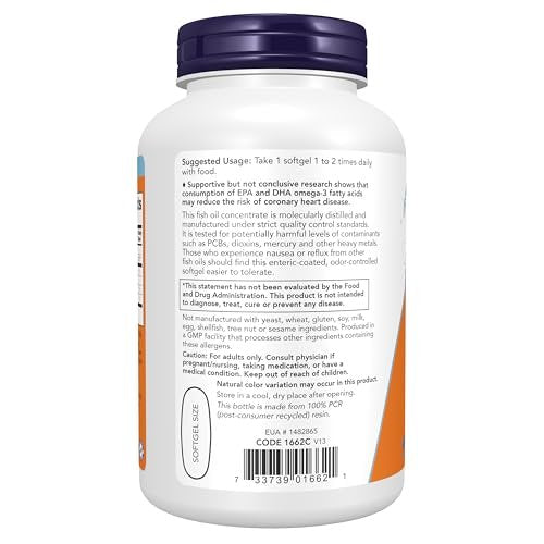 NOW Foods Ultra Omega-3 – 180 magensaftresistente Weichkapseln, molekular destilliert