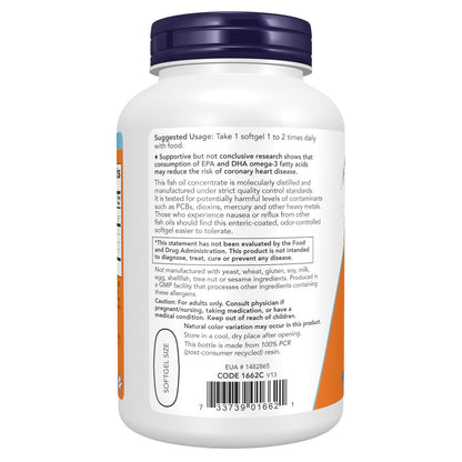 NOW Foods Ultra Omega-3 – 180 magensaftresistente Weichkapseln, molekular destilliert