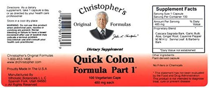 Christopher's Original Formulas Quick Colon Part 1 – Unterstützung für die Darmgesundheit, 100 pflanzliche Kapseln