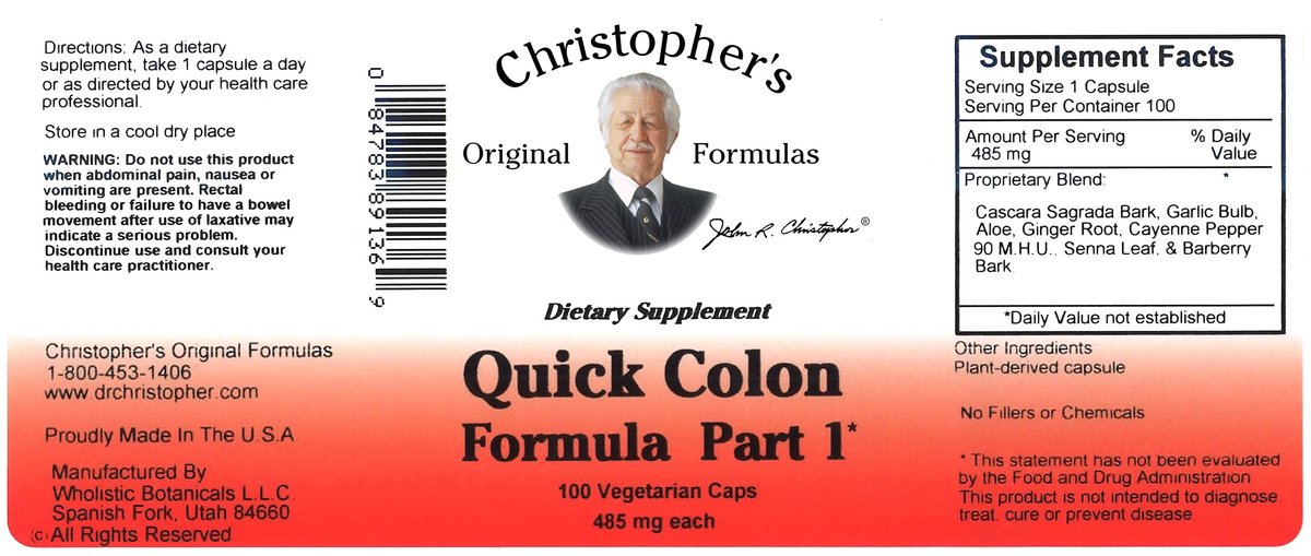 Christopher's Original Formulas Quick Colon Part 1 – Unterstützung für die Darmgesundheit, 100 pflanzliche Kapseln