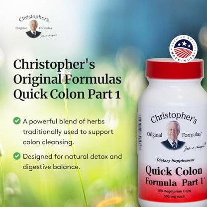 Christopher's Original Formulas Quick Colon Part 1 – Unterstützung für die Darmgesundheit, 100 pflanzliche Kapseln