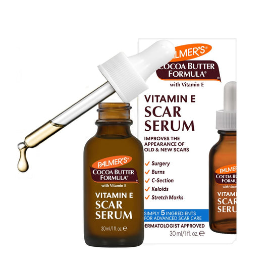 Palmer's Cocoa Butter Formula Scar Serum – Hautaufhellendes Öl für Gesicht & Körper, konzentriertes Serum mit Vitamin E, duftfrei, 30 ml