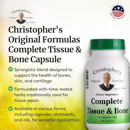 Christopher's Original Formulas Complete Tissue & Bone Formula – 100 Veg Kapseln | Pflanzliche Unterstützung für Knochen und Bindegewebe