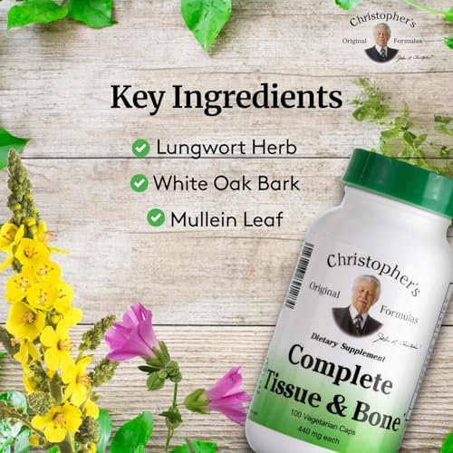 Christopher's Original Formulas Complete Tissue & Bone Formula – 100 Veg Kapseln | Pflanzliche Unterstützung für Knochen und Bindegewebe