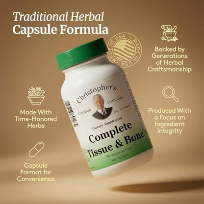 Christopher's Original Formulas Complete Tissue & Bone Formula – 100 Veg Kapseln | Pflanzliche Unterstützung für Knochen und Bindegewebe