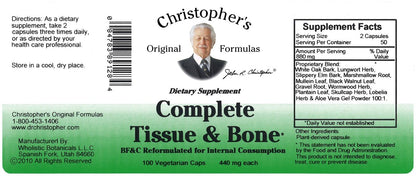 Christopher's Original Formulas Complete Tissue & Bone Formula – 100 Veg Kapseln | Pflanzliche Unterstützung für Knochen und Bindegewebe