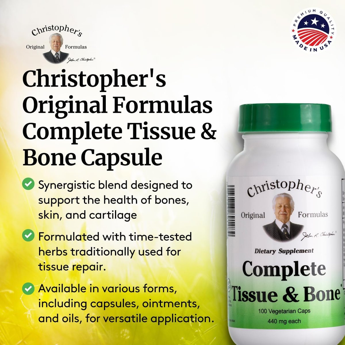 Christopher's Original Formulas Complete Tissue & Bone Formula – 100 Veg Kapseln | Pflanzliche Unterstützung für Knochen und Bindegewebe