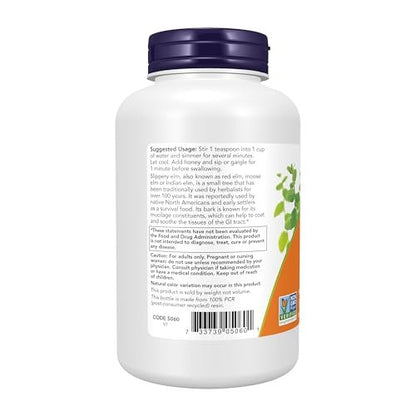 NOW Foods Slippery Elm Pulver (Ulmus rubra) – Nicht-GMO verifiziertes Kräuterergänzungsmittel, 113 g (4 Unzen)