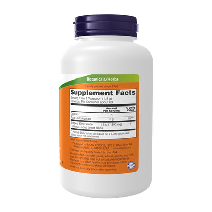 NOW Foods Slippery Elm Pulver (Ulmus rubra) – Nicht-GMO verifiziertes Kräuterergänzungsmittel, 113 g (4 Unzen)