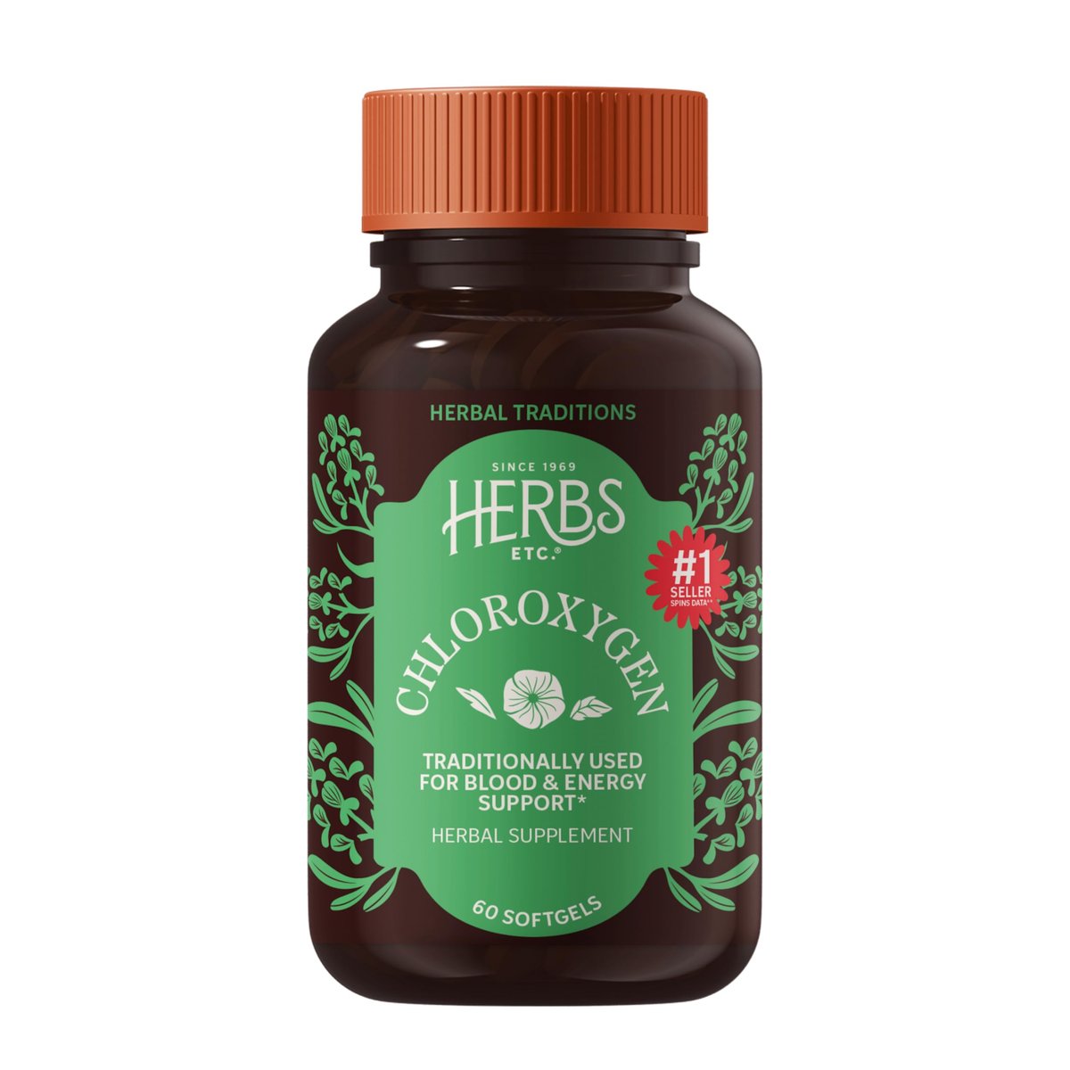 Herbs Etc. ChlorOxygen Chlorophyll Konzentrat Weichkapseln – Hochwirksames Chlorophyll für Entgiftung, Deodorisierung, Haut-, Darm- und Energieunterstützung – 60 Kapseln (60 Portionen)