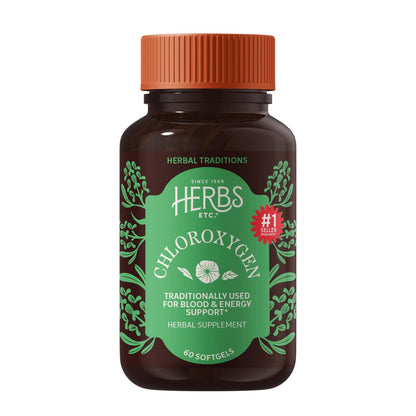 Herbs Etc. ChlorOxygen Chlorophyll Konzentrat Weichkapseln – Hochwirksames Chlorophyll für Entgiftung, Deodorisierung, Haut-, Darm- und Energieunterstützung – 60 Kapseln (60 Portionen)