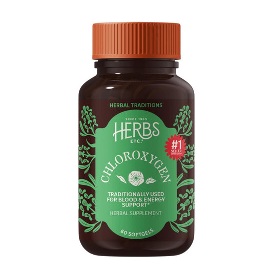 Herbs Etc. ChlorOxygen Chlorophyll Konzentrat Weichkapseln – Hochwirksames Chlorophyll für Entgiftung, Deodorisierung, Haut-, Darm- und Energieunterstützung – 60 Kapseln (60 Portionen)