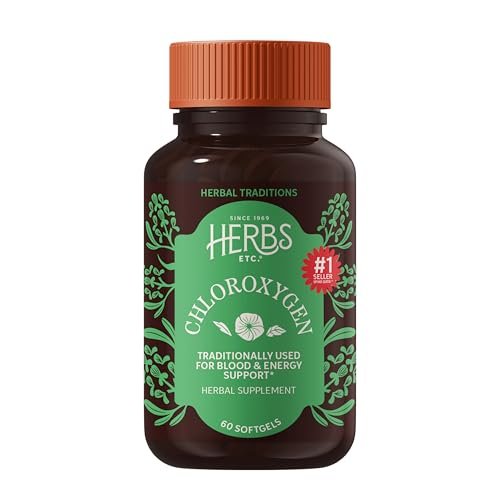 Herbs Etc. ChlorOxygen Chlorophyll Konzentrat Weichkapseln – Hochwirksames Chlorophyll für Entgiftung, Deodorisierung, Haut-, Darm- und Energieunterstützung – 60 Kapseln (60 Portionen)