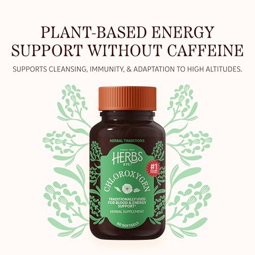 Herbs Etc. ChlorOxygen Chlorophyll Konzentrat Weichkapseln – Hochwirksames Chlorophyll für Entgiftung, Deodorisierung, Haut-, Darm- und Energieunterstützung – 60 Kapseln (60 Portionen)