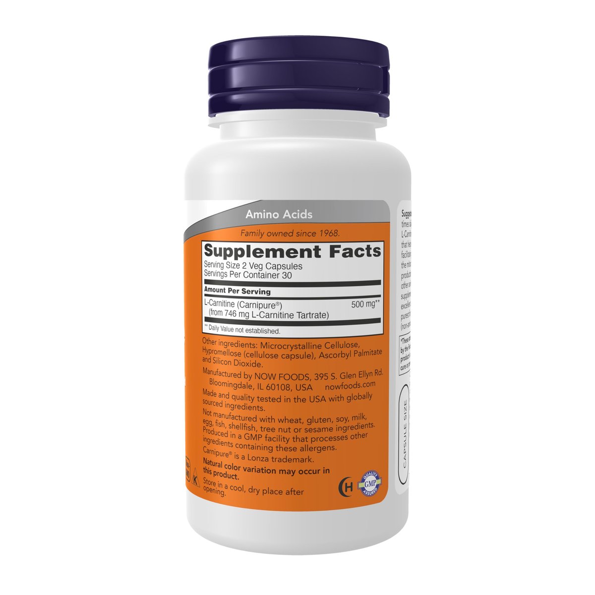 NOW Foods L-Carnitin 250 mg – Reine Aminosäure für Fitnessunterstützung, 60 vegane Kapseln
