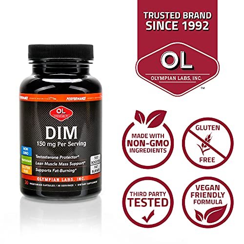 Olympian Labs DIM 150mg – DIM Diindolylmethan Kapseln für Hormonbalance, reine Haut, PCOS & Fitnessunterstützung – 30 Kapseln (30-Tage-Versorgung)