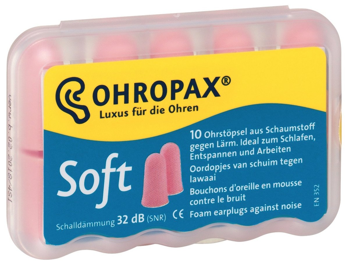 Ohropax Soft Schaumstoff Ohrstöpsel (10 Stück) – Gehörschutz für erholsamen Schlaf und konzentriertes Arbeiten