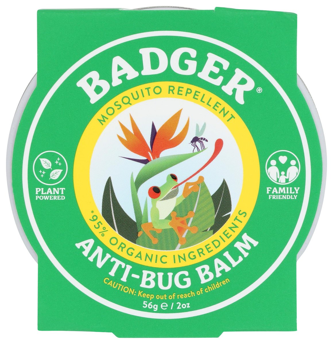 Badger Insektenschutzmittel Dose, Organischer Mückenschutz ohne DEET mit Citronella, Familienfreundlich, angenehmer Duft, einfach anzuwenden, 56 g Dose