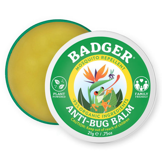 Badger Mückenschutz im Tiegel – Organischer, DEET-freier Insektenschutz mit Citronella, familienfreundlich, angenehmer Duft, Reisegröße, 21 g