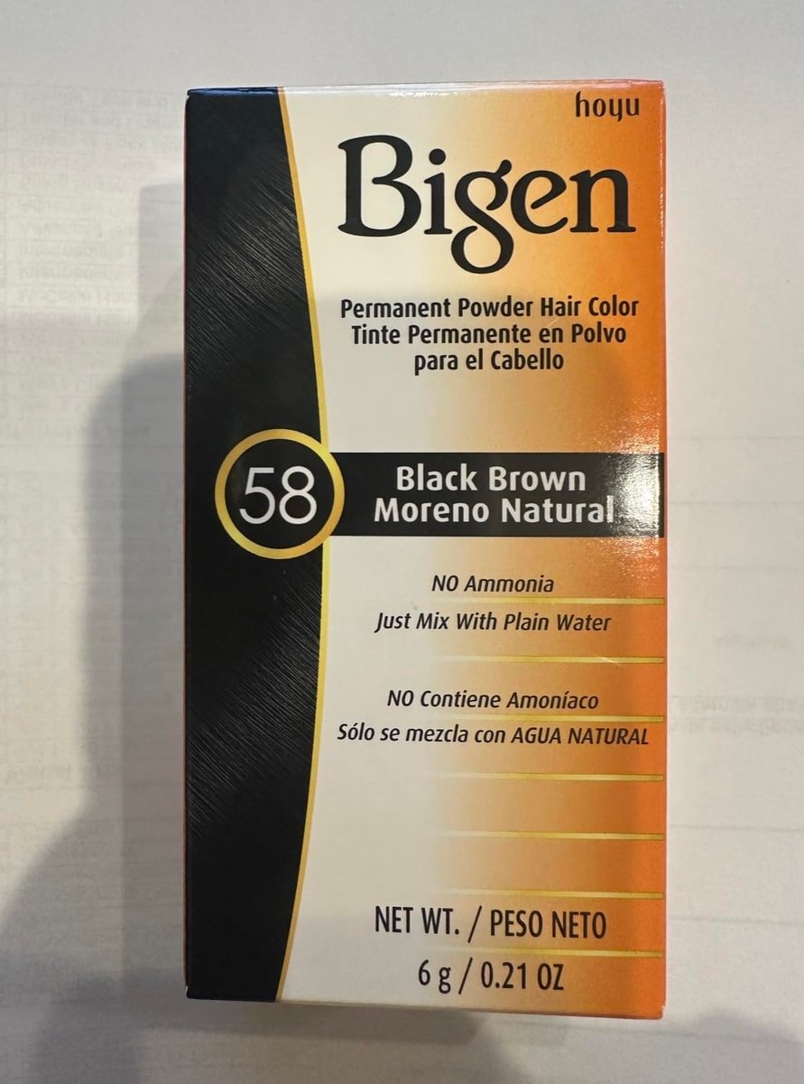 Bigen Permanent Puder-Haarfarbe, #58 Schwarzbraun - Farbpulver 0,21 oz (6 g), Messbecher 1 Stk. pro Box (Solstice)