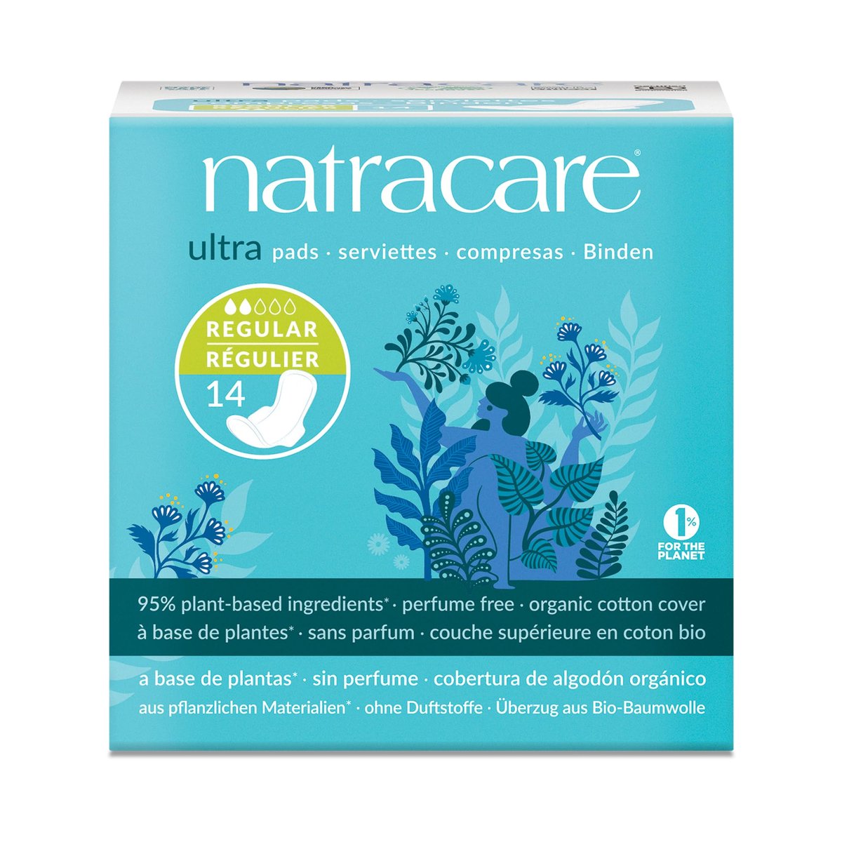 Natracare Bio-Baumwoll-Damenbinden Ultra Regular mit Flügeln, 14 Stück