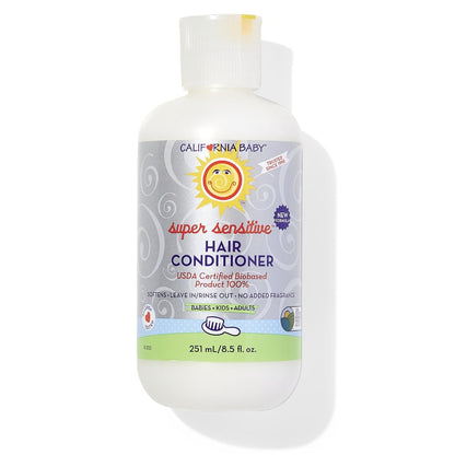 California Baby Super Sensitive Haarpflege-Spülung | 100% pflanzlich | Duftfrei | Ausspülen oder Leave-in | 251 ml / 8,5 oz