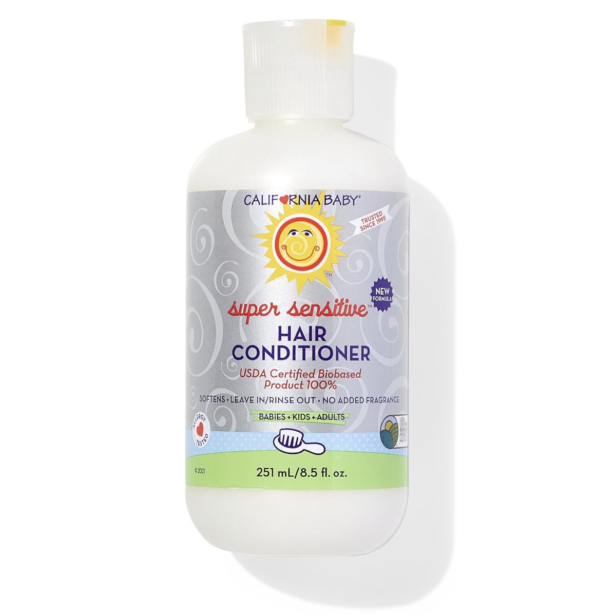 California Baby Super Sensitive Haarpflege-Spülung | 100% pflanzlich | Duftfrei | Ausspülen oder Leave-in | 251 ml / 8,5 oz