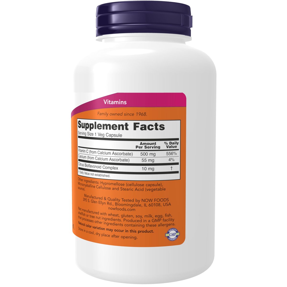NOW Foods Vitamin C-500 Calciumascorbat, Antioxidativer Schutz*, 250 vegane Kapseln