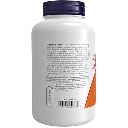 NOW Foods Vitamin C-500 Calciumascorbat, Antioxidativer Schutz*, 250 vegane Kapseln