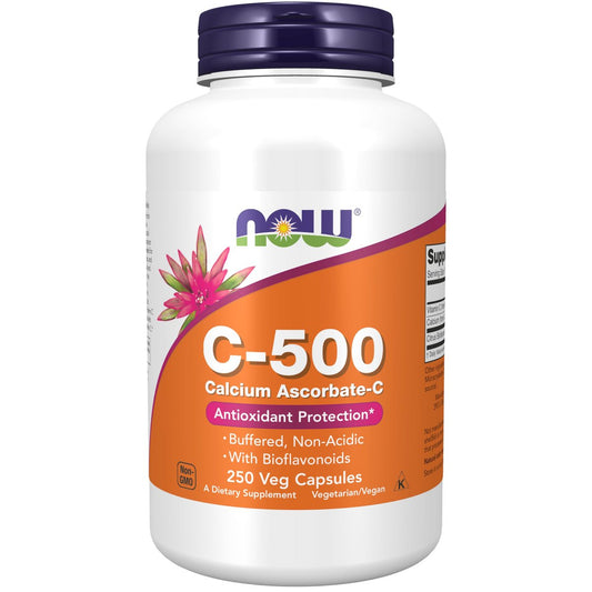 NOW Foods Vitamin C-500 Calciumascorbat, Antioxidativer Schutz*, 250 vegane Kapseln