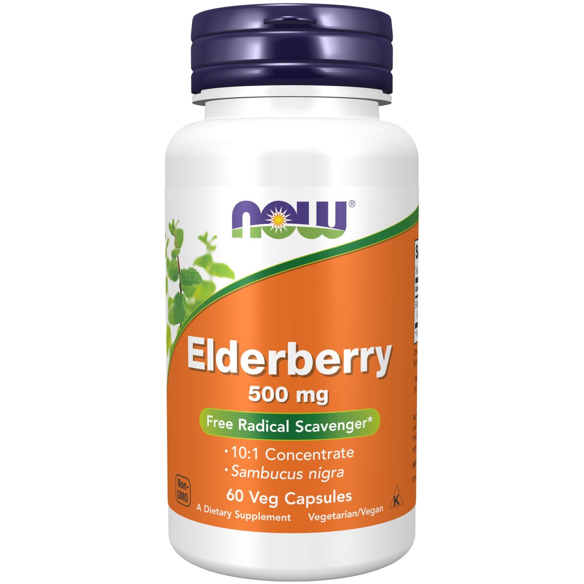 NOW Foods Holunderbeere (Sambucus nigra) 500 mg, 10:1 Konzentrat, 60 vegane Kapseln