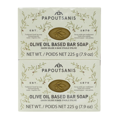 Papoutsanis Griechische Olivenöl-Seife - Naturreine, pflanzliche Kastilien-Seife - Unparfümiert - Hypoallergen - 4er-Pack à 7,9 oz