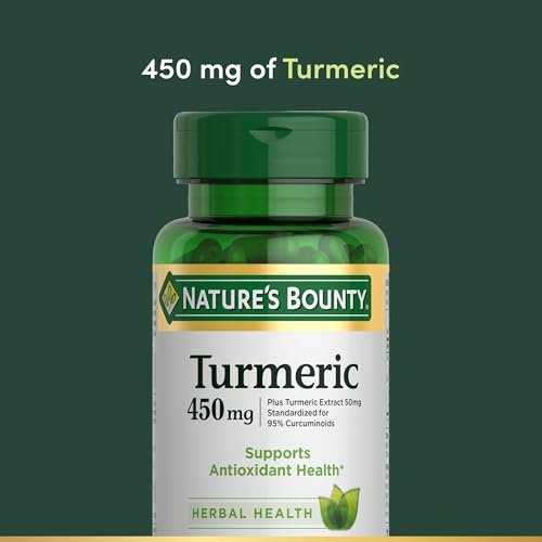 Nature's Bounty Kurkuma Kapseln, pflanzliches Nahrungsergänzungsmittel mit Antioxidantien, 450 mg, 60 Stück