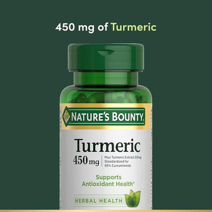 Nature's Bounty Kurkuma Kapseln, pflanzliches Nahrungsergänzungsmittel mit Antioxidantien, 450 mg, 60 Stück
