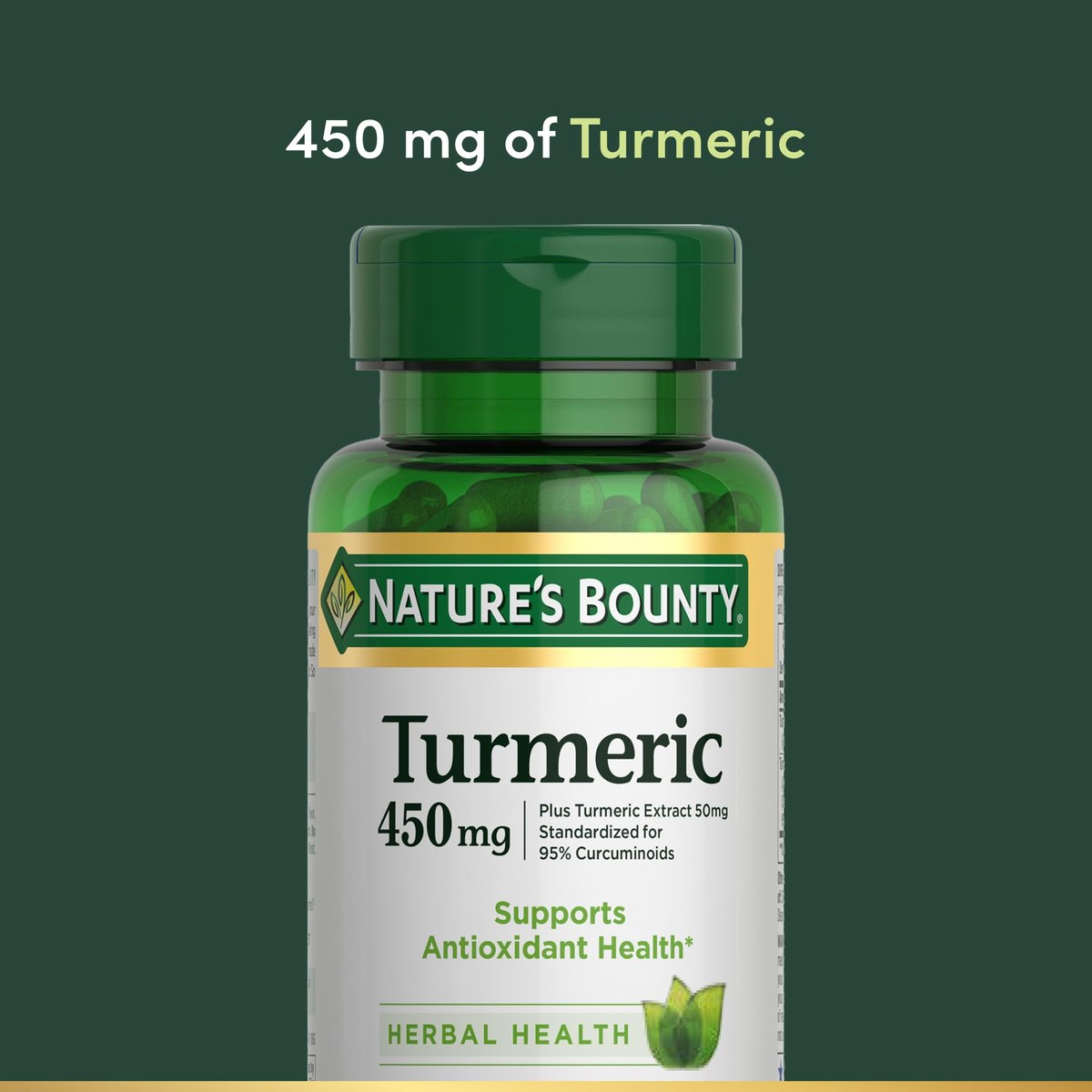 Nature's Bounty Kurkuma Kapseln, pflanzliches Nahrungsergänzungsmittel mit Antioxidantien, 450 mg, 60 Stück