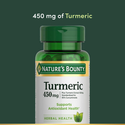 Nature's Bounty Kurkuma Kapseln, pflanzliches Nahrungsergänzungsmittel mit Antioxidantien, 450 mg, 60 Stück