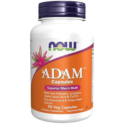 NOW Foods ADAM™ Männer Multivitamin mit Sägepalme, Lycopin, Alpha-Liponsäure, CoQ10, Resveratrol und Traubenkernextrakt, 90 vegane Kapseln