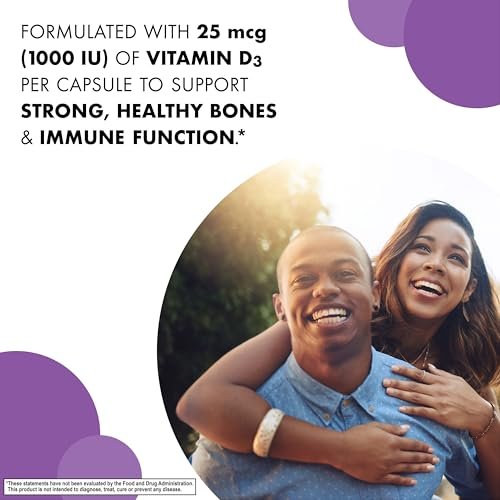 Bluebonnet Vitamin D3 1000 IU 25 mcg – Starke Knochen & Immununterstützung für Frauen & Männer* – Sojafrei, glutenfrei, nicht gentechnisch verändert, vegetarisch – Hoch absorbierbares Vitamin D – 180 vegane Kapseln