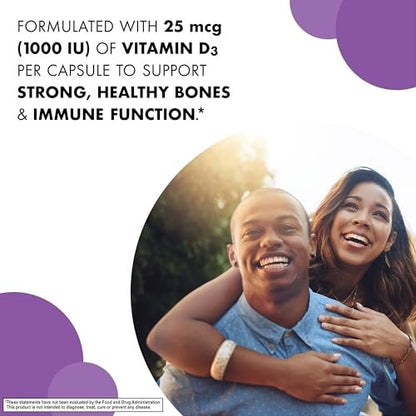 Bluebonnet Vitamin D3 1000 IU 25 mcg – Starke Knochen & Immununterstützung für Frauen & Männer* – Sojafrei, glutenfrei, nicht gentechnisch verändert, vegetarisch – Hoch absorbierbares Vitamin D – 180 vegane Kapseln