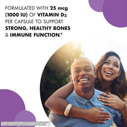 Bluebonnet Vitamin D3 1000 IU 25 mcg – Starke Knochen & Immununterstützung für Frauen & Männer* – Sojafrei, glutenfrei, nicht gentechnisch verändert, vegetarisch – Hoch absorbierbares Vitamin D – 180 vegane Kapseln