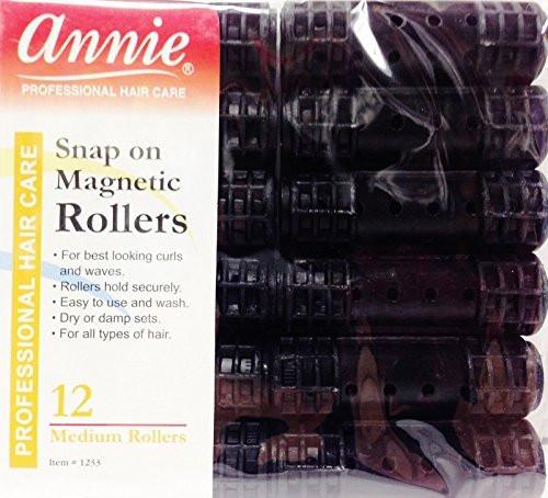 Annie Snap-On Magnetwickler, 3/4 Zoll (1,9 cm) Durchmesser – Schwarze Metallwickler für langanhaltende Locken