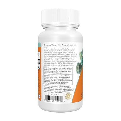 NOW Foods Eisen 18 mg, nicht verstopfend*, essentielles Mineral, 120 vegane Kapseln