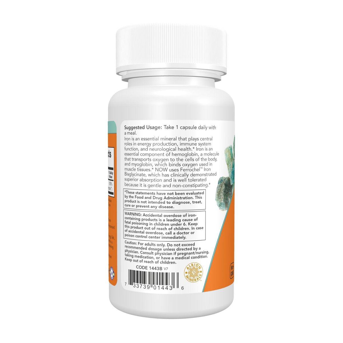 NOW Foods Eisen 18 mg, nicht verstopfend*, essentielles Mineral, 120 vegane Kapseln