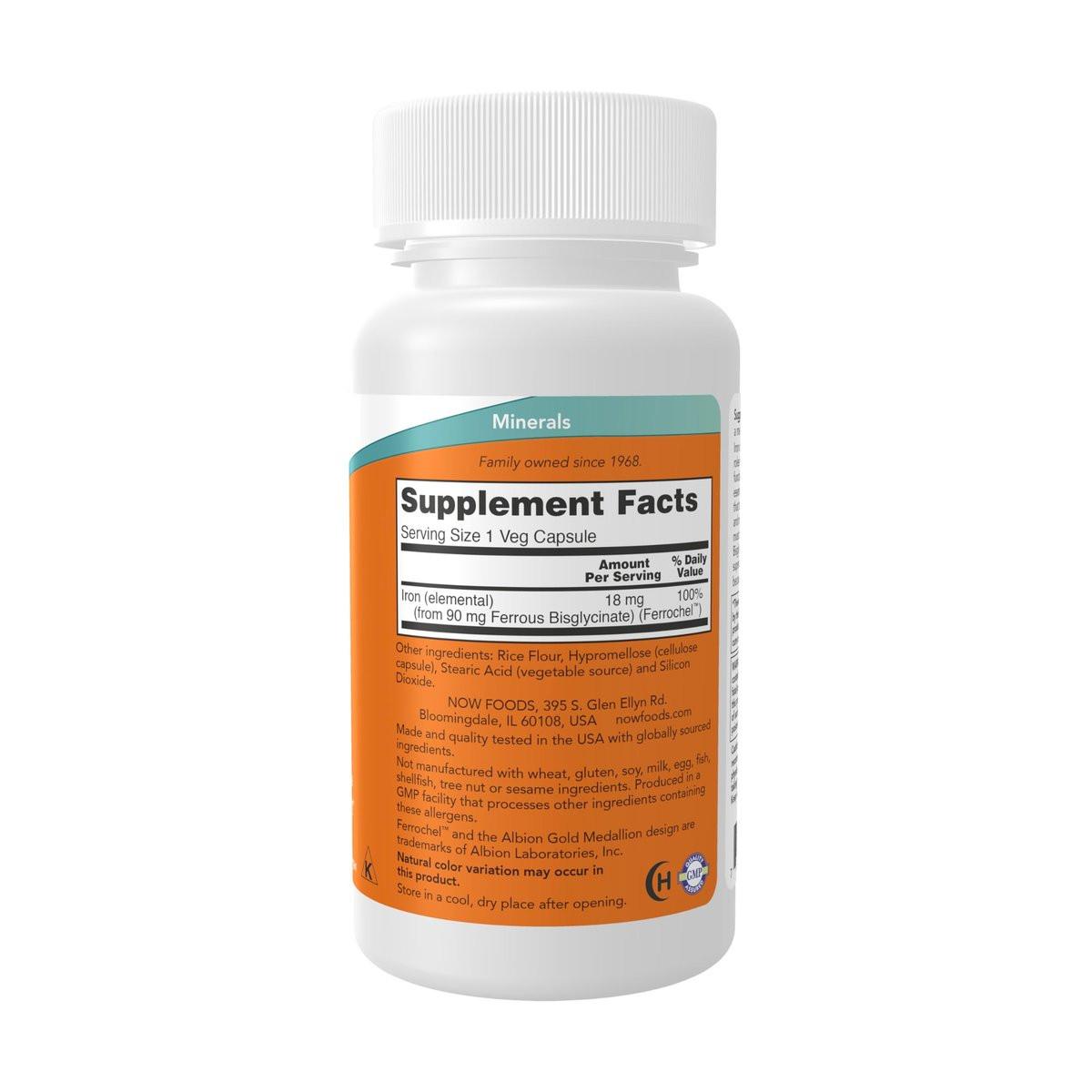 NOW Foods Eisen 18 mg, nicht verstopfend*, essentielles Mineral, 120 vegane Kapseln