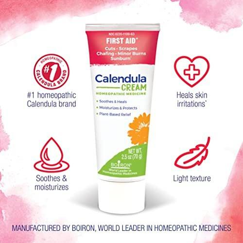 Boiron Calendula Creme für Erste Hilfe – bei leichten Verbrennungen, Schnittwunden, Schürfwunden, Insektenstichen und Sonnenbrand – 2,5 Unzen