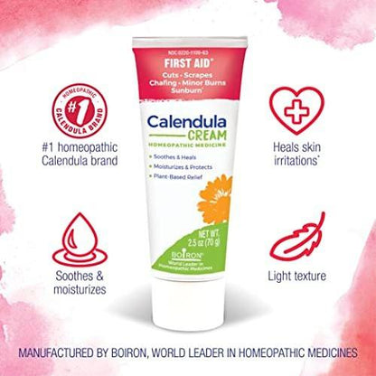 Boiron Calendula Creme für Erste Hilfe – bei leichten Verbrennungen, Schnittwunden, Schürfwunden, Insektenstichen und Sonnenbrand – 2,5 Unzen